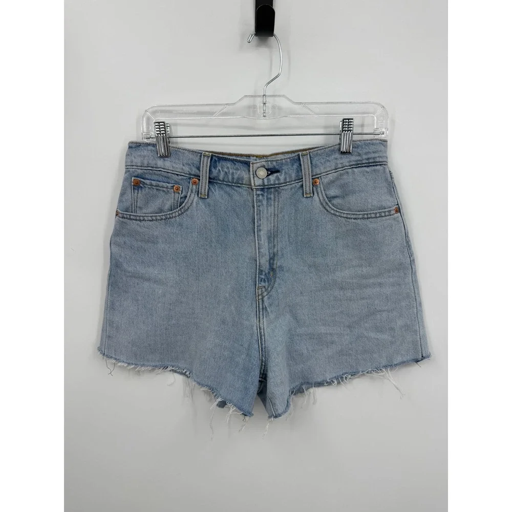 Levi's Balloon Leg Shorts Women 29 Light Wash Denim High Rise Raw Hem 85314-0003